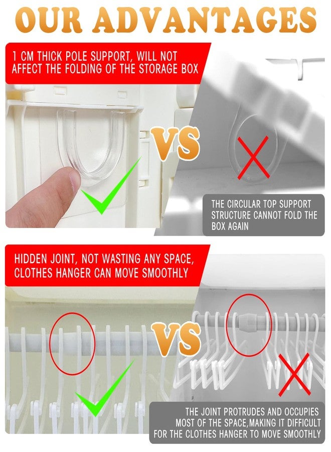 aimpiwt Foldable Doll Wardrobe Storage Box Compatible with Labubu Clothes with 10 Hangers & Rod - Stackable Organizer Cabinet for 15/17cm Doll Clothes with Dust-Resistant Cover and Display Shelf - Image 4